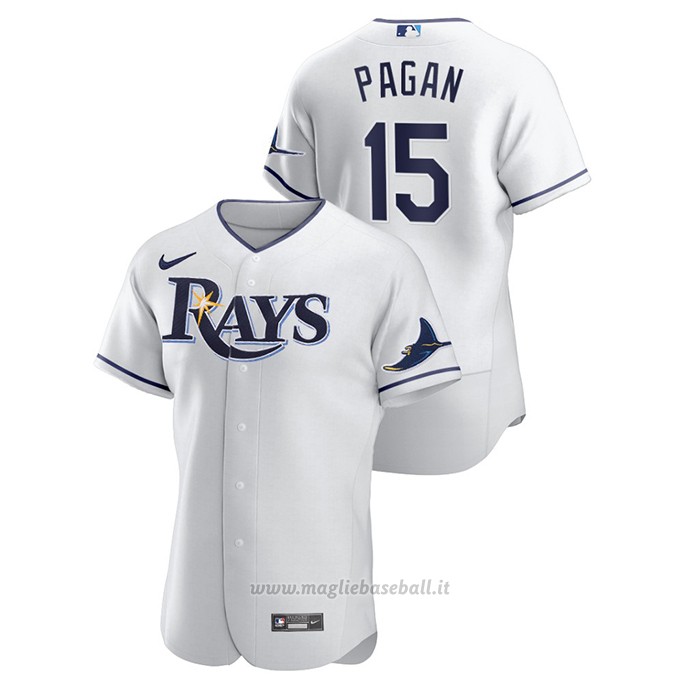 Maglia Baseball Uomo Tampa Bay Rays Emilio Pagan Autentico Bianco
